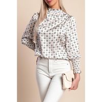 Bluse Mit Print, Farbe Weiß