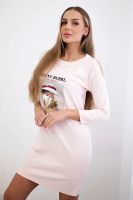 Dress with Basket print powder pink