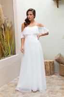Carmen Ecru Strappy Long Wedding Dress and Outdoor Shooting Dress