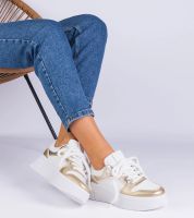 Gemre Biało-złote sneakersy na platformie Ivalda