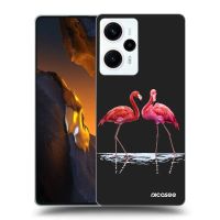 Silikónový čierny obal pre Xiaomi Poco F5 - Flamingos pár