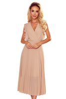 Numoco pleated dress with ruffles and neckline