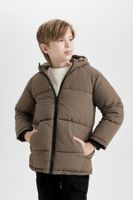 DEFACTO Boy Water Repellent Hooded Fleece Lined Coat