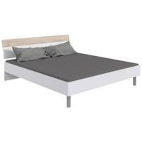 Carryhome POSTEĽ, 180/200 cm, kompozitné drevo, hikória, farba duba, biela
