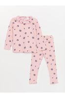 LC Waikiki Crew Neck Long Sleeve Printed Baby Girl T-Shirt and Tights 2-Piece Set