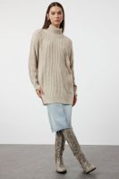 Trendyol Stone Ribbed Basic Knitwear Sweater