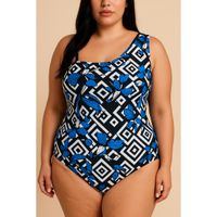 Plus Size Badeanzug, Weiß