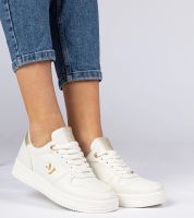 marka niezdefiniowana Beige women's sneakers with gold glitter Emilia