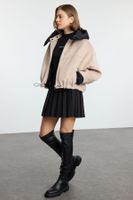 Trendyol Beige Oversize Molded Detachable Hooded Puffer Coat