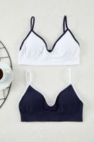 Trendyol Navy Blue-White 2-Pack Seamless/Seamless Non-wired Cupped Bustier Knitted Bra