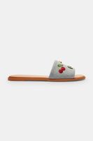 Coach papuci cu toc plat pentru femei, din bumbac Holly Denim Cherries Sandal