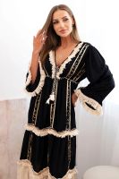 Kesi Włoski Women's boho dress with lace black