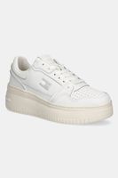 Tommy Jeans sneakers din piele TJW RETRO BASKET FLATFORM culoarea alb, EN0EN02840