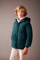 DEFACTO Boy's Water Repellent Hooded Plush Lining Coat