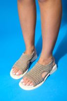 LuviShoes WEAVE Dark Beige Knitted Genuine Leather Women's Sandals