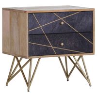 Landscape KOMODA, mangové drevo, prírodná farba, tmavosivá, 60/60/40 cm