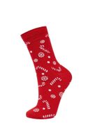 DEFACTO Women's Christmas Themed Globe Cotton Long Socks