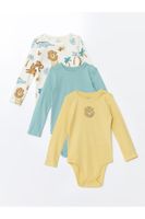 LC Waikiki 3-Piece Crew Neck Long Sleeve Printed Baby Boy Bodysuit