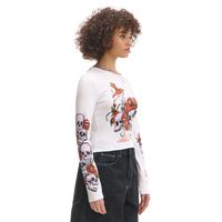 Cropp - Majica z dolgimi rokavi s potiskom - bela