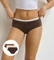 DIM LES POCKETS COTTON BOXER 3x - Women's cotton panties 3 pcs - dark brown - light brown