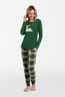 Zonda women's pajamas - long sleeves, long legs - green/print