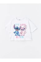 LC Waikiki Girls' Crew Neck Lilo and Stitch Printed Short Sleeve T-Shirt