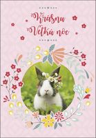 Veľkonočné prianie - Zajac s kvetinovým vencom ALBI
