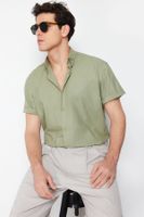 Trendyol Khaki Oversize Fit Shirt Collar Short Sleeve 100% Cotton Shirt