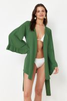 Trendyol Green Belted Mini Woven Flywheel Kimono&Kaftan