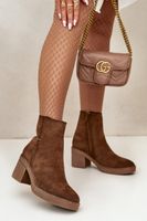 Boto Női sarkú csizma szigetelt Eco Suede Khaki Arkesia