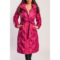 Lange Steppjacke Mit Kapuze, Pink