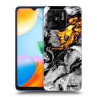 Silikónový prehľadný obal pre Xiaomi Redmi 10C - Black Gold 2