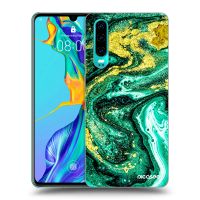 Silikónový čierny obal pre Huawei P30 - Green Gold