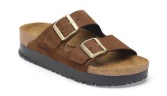 Birkenstock Arizona PAP Flex Platform Nubuk Leather Narrow Fit Ženy - Sandály Birkenstock - Hnědá - 1028366-5 - Size: 5