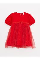 LC Waikiki Crew Neck Short Sleeved Tulle Skirt For Baby Girl Dress