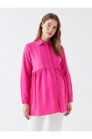 LC Waikiki Shirt Collar Plain Long Sleeve Maternity Tunic