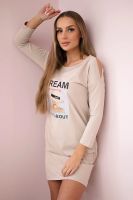 Dress with Dream print beige