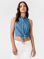 Pepe Jeans Wave Crop Koszulka Niebieski