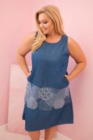 Kesi Włoski Sukienka damska Plus Size bez rękawów z ozdobnym wzorem jeansowa