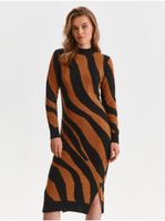 Black-brown women's patterned sweater dress with slits TOP SECRET - Women's