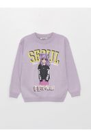 LC Waikiki Girls' Crew Neck Printed Long Sleeve Knitwear Sweater