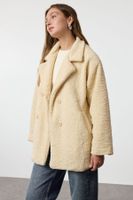 Trendyol Ecru Oversize Plush Midi Coat