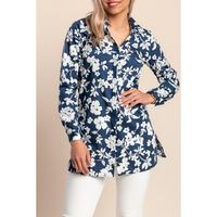 Langes Bedrucktes Hemd, Blau