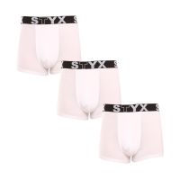 3PACK pánské boxerky Styx sportovní guma bílé (3G1061) L