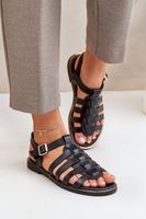 Lewski Shoes Kožené sandály na plochém podpatku Zazoo 3686 černé