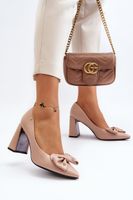 High-heeled pumps with bow, Beige Ariemessa