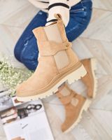 Resti Jasnobrązowe damskie botki z ozdobnym paskiem Doasa