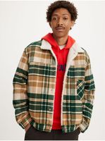 Levi&#39;s Zeleno-hnědá pánská kostkovaná bunda s příměsí vlny Levi's® Type 1 Sh - Pánské