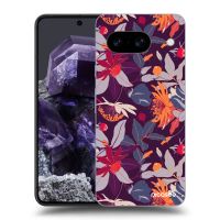Silikónový čierny obal pre Google Pixel 8a - Purple Leaf
