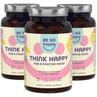 Think Happy Stimmungsaufheller 3er Pack - Positive Stimmung & Emotionales Gleichgewicht. 3x60 Gummibärchen. Vegan. Clean Label | BeSoHappy Sensilab